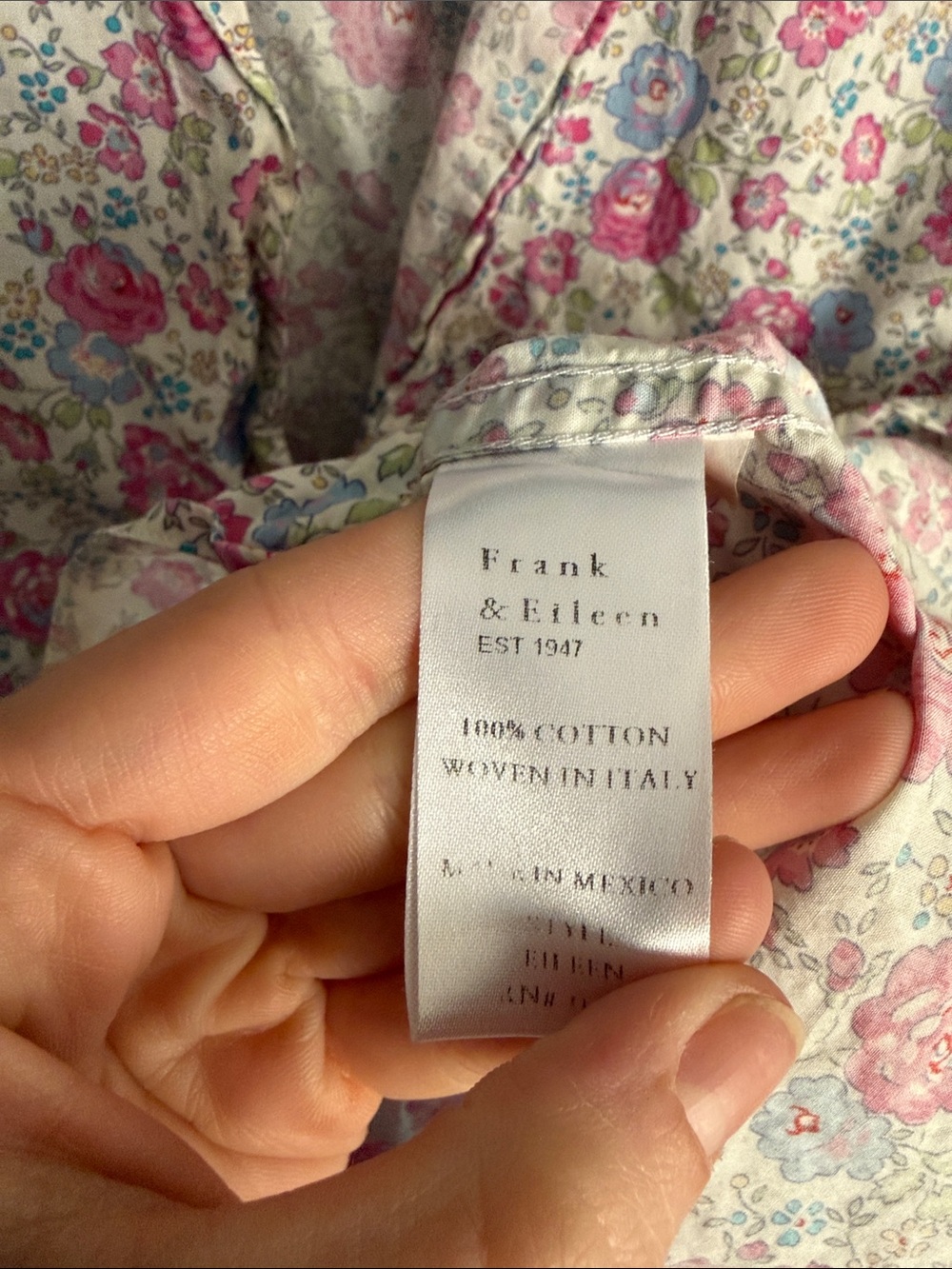 Frank & Eileen Cotton Floral Button-Down Shirt in Pink & Blue - Picture 3 of 4